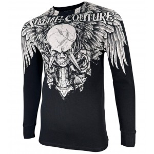 Футболка с длинным рукавом 3XL XTREME COUTURE by AFFLICTION Men LONG SLEEVE THERMAL Shirt DAGGER SKULL Biker